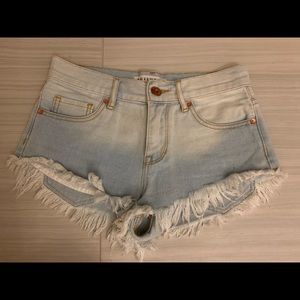 High rise denim shorts